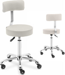 Beige Cosmetic Stool Chair Backrest On Wheels 150 Kg Capacity Wells