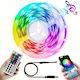 Ταινία LED USB 5V RGB Φως 10m Τύπου SMD5050 με Τροφοδοτικό & Τηλεχειριστήριο
