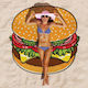 Hamburger Beach Towel Beige 150x150cm.