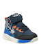 Παιδικά Sneakers High με Σκρατς & Φωτάκια Navy / Nero