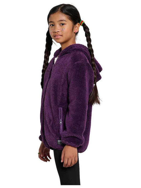 Athletic Kids Cardigan Fleece with Hood Purple