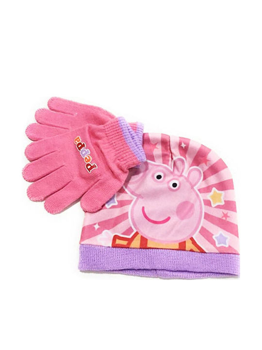 Kinder Mütze Set Stoff Rosa