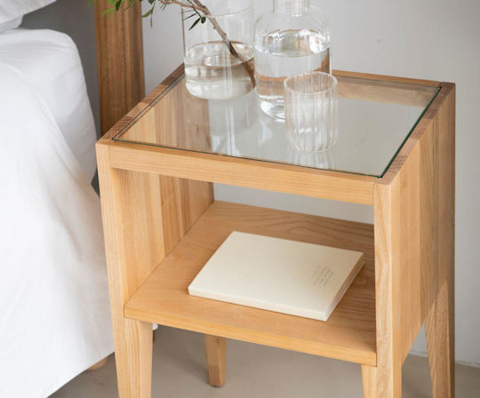 Nachttisch aus Grau Glas 48x35x60cm Nachttisch aus Grau Glas 48x35x60cm