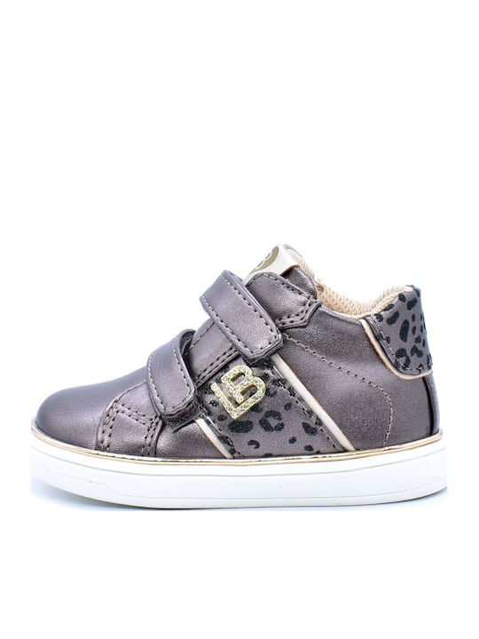 Kinder Sneakers Hoch Anatomisch mit Klettverschluss Silber