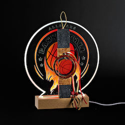 Candle with Illuminated LED Basketball Backboard Base