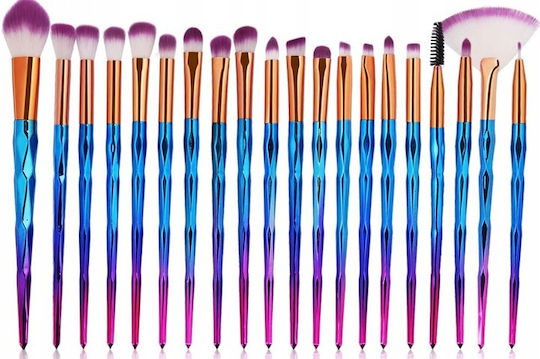 Set 20 Pensule de Machiaj Zola Forme Diferite Curcubeu Dimensiune 18-20,5 cm