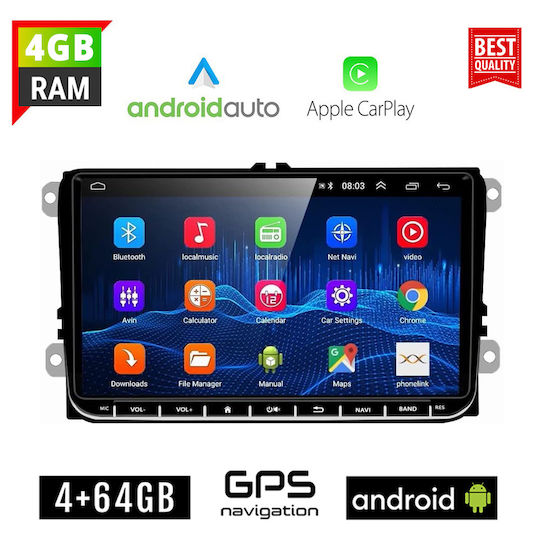 Auto-Audiosystem für Seat Leon / Toledo / Altea Skoda Octavia Volkswagen Golf / Polo / Passat / Tiguan (Bluetooth/USB/WiFi/GPS/Apple-Carplay/Android-Auto) mit Touchscreen 9"