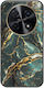 Cracked Marble Gold Teal Huawei Nova 12i Black TPU Black Silicone