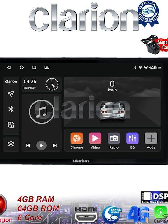 Clarion Car Audio System for Renault Logan Dacia Duster / Logan 2013 > 2018 (Bluetooth/USB/WiFi/GPS/Apple-Carplay/Android-Auto) with Touch Screen 9"