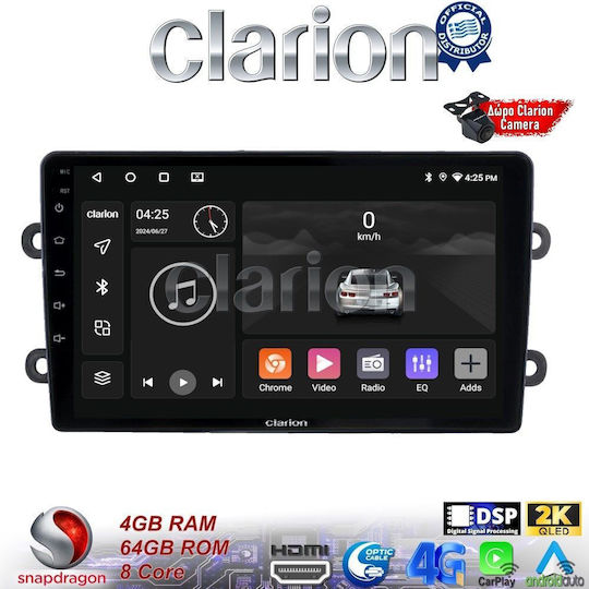 Clarion Auto-Audiosystem für Renault Logan Dacia Staubwedel / Logan 2013 > 2018 (Bluetooth/USB/WiFi/GPS/Apple-Carplay/Android-Auto) mit Touchscreen 9"