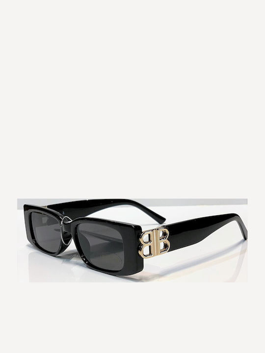Woman's Fashion Women's Sunglasses with Black Plastic Frame and Black Lens G-36