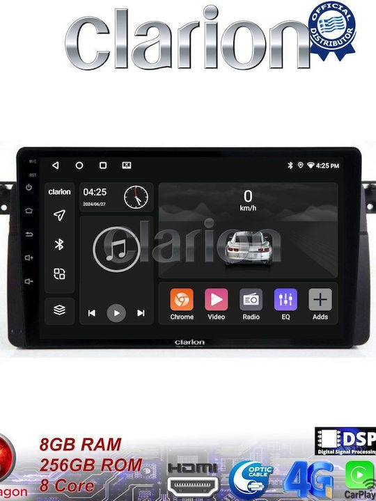 Clarion Auto-Audiosystem für BMW Serie 3 (E46) 1998>2005 (Bluetooth/USB/WiFi/GPS/Apple-Carplay/Android-Auto) mit Touchscreen 9"