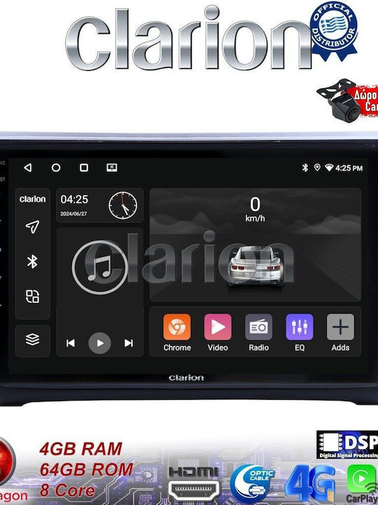Clarion Auto-Audiosystem für Volkswagen Polo / Einkaufswagen 2014>2017 (Bluetooth/USB/WiFi/GPS/Apple-Carplay/Android-Auto) mit Touchscreen 9"