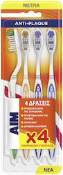 AIM Anti Plaque Toothbrush Medium 4pcs AIM Anti Plaque Toothbrush Medium 4pcs