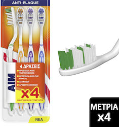 AIM Anti Plaque Toothbrush Medium 4pcs