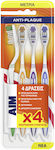 AIM Anti Plaque Manual Toothbrush Medium 4pcs