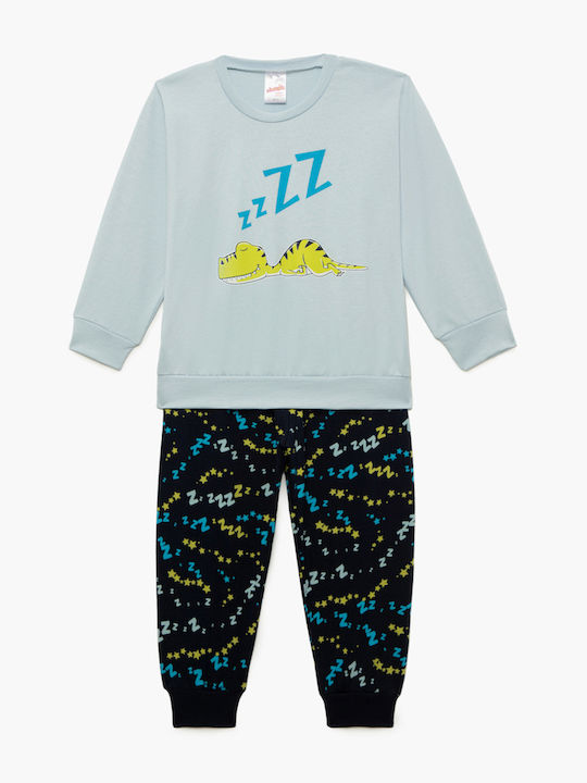 Minerva Kids' Pajamas Winter Sky Blue Dino