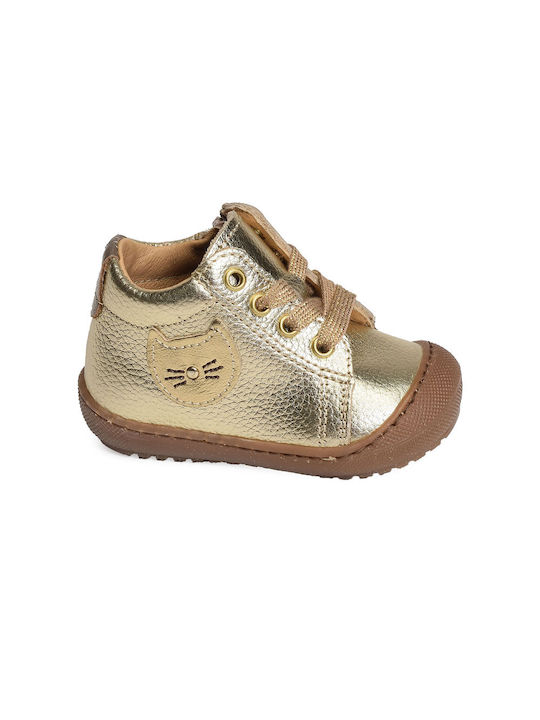 Bopy Leather Kids Boots Gold