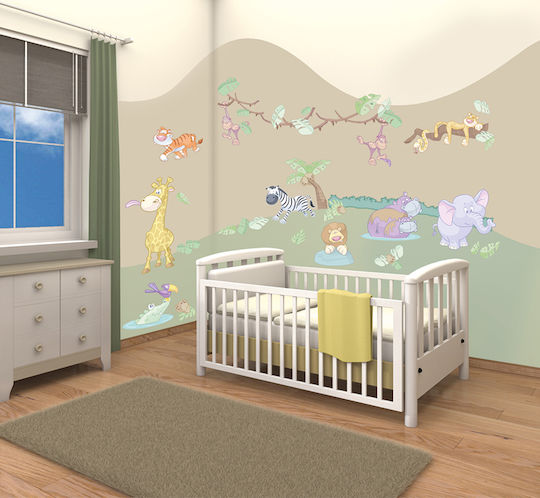 Walltastic Детска стикерна за стена Стена Baby Jungle 50бр