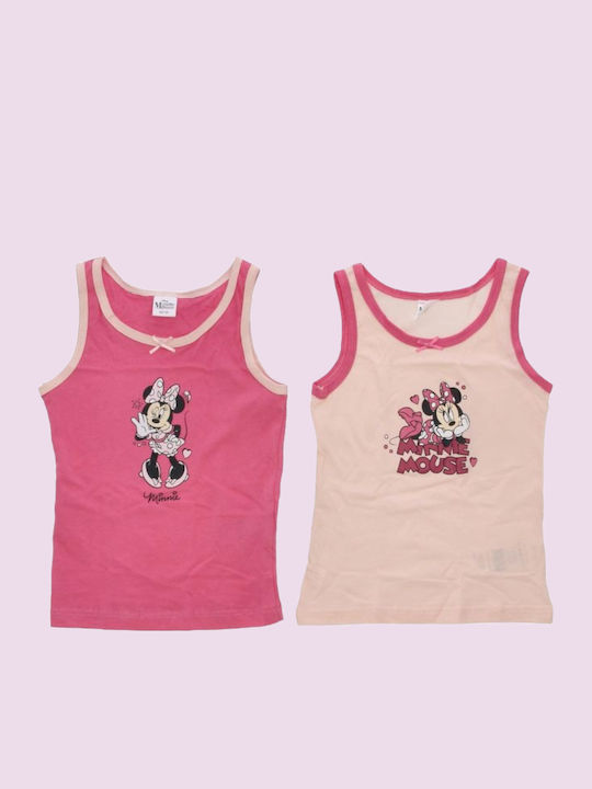 Disney Minnie Σετ Παιδικά Φανελάκια Αμάνικα Ροζ 2τμχ