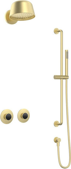 Sparke Built-in Mixer, Hand Shower & Shower Head Set for Shower 2 Exits Gold