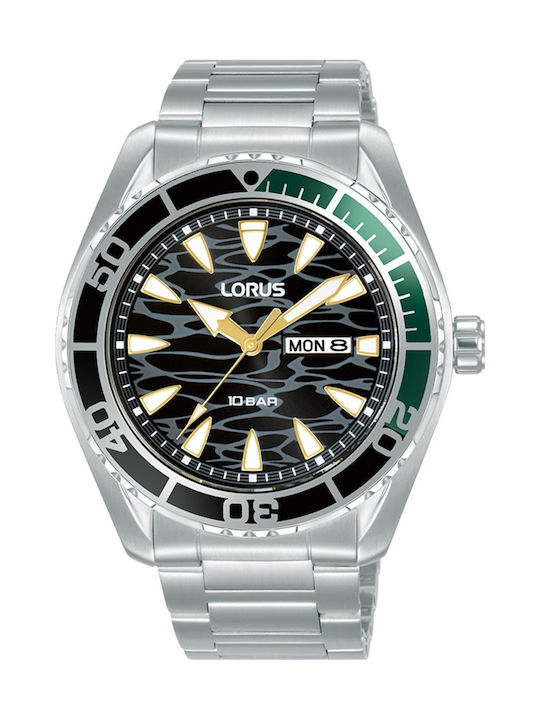 Lorus Sports Ανδρικό Ρολόι 43mm Μπαταρίας με Ασημί Μεταλλικό Μπρασελέ