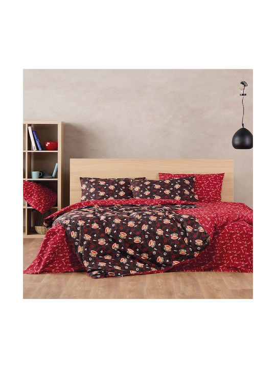 Kentia Комплект чаршафи Единично Памучни Red-black 160x270см 3бр