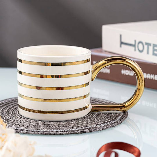 Etoile Golden Lines Κούπα Κεραμική Χρυσή 380ml
