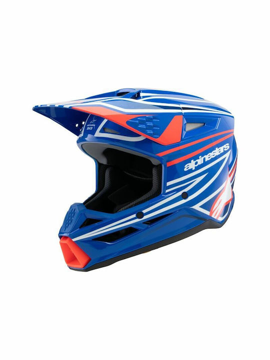 Alpinestars SM3 Blue/Red/White/Black Glossy Παιδικό Κράνος Μηχανής Motocross DOT / ECE 22.06 1060gr