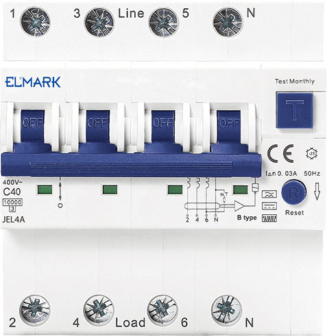 Elmark Ρελέ Ράγας Διαρροής 40A Τετραπολικό