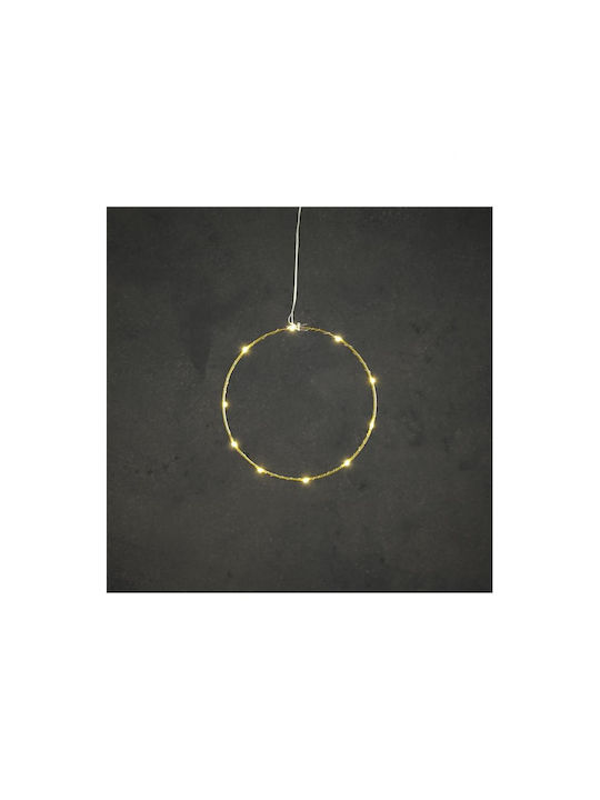 Goldener Kranz mit 10 LED-Lichtern Warmweiß/Batterie Ø20cm
