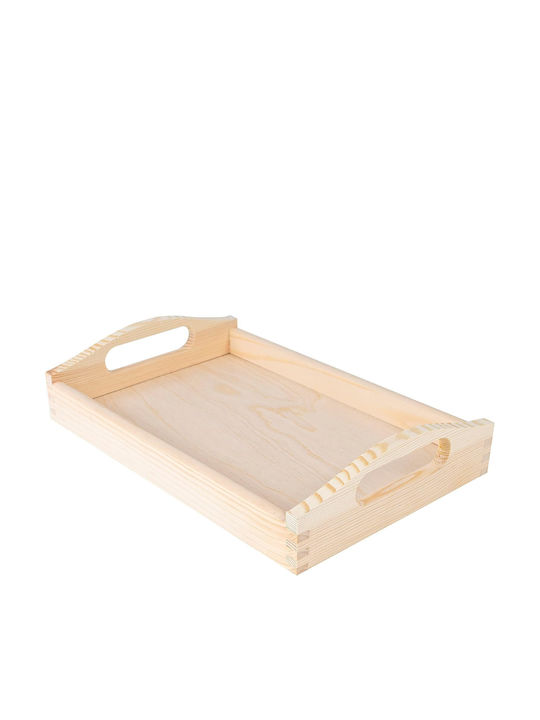 Creative Дърво Поднос за сервиране с Дръжки в Бежов Цвят 30x20x6.3см JAN-CD-TRAY-S 1бр