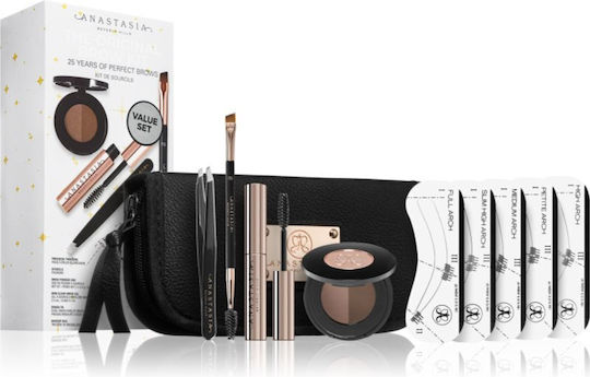Anastasia Beverly Hills 25 Years Of Perfect Brows Make-up-Set für die Augen mit Kosmetiktasche Soft Brown 6Stück