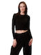 Γυναικείο Crop Top Μακρυμάνικο Black