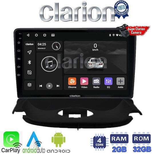 Clarion Ηχοσύστημα Αυτοκινήτου για Peugeot 206 2002 > 2006 (Bluetooth/USB/WiFi/GPS/Apple-Carplay/Android-Auto) με Οθόνη Αφής 9"