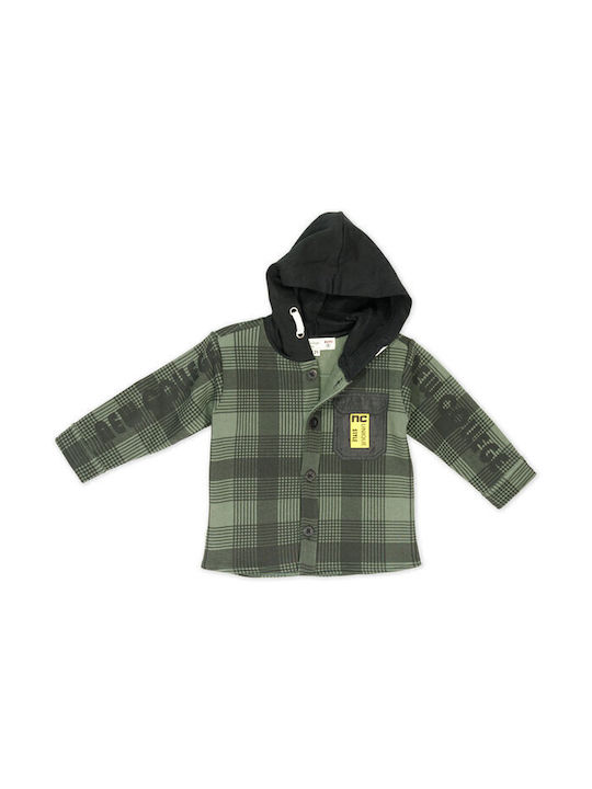 Kids Checked Shirt Long Sleeve Khaki