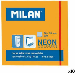 Milan Aufkleber Notizblöcke im Würfel Orange 7,6x7,6cm Set 10Stücke