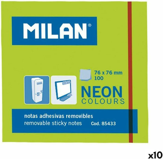 Milan Αυτοκόλλητα Χαρτάκια Σημειώσεων σε Κύβο Πράσινα 7.6x7.6εκ.