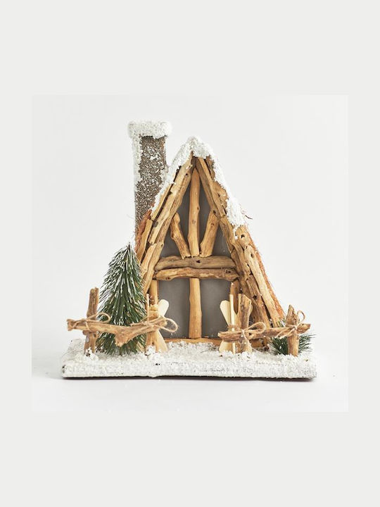 Eurolamp Christmas Illuminated Decorative Wooden House Brown with Battery with Music 26x25.5x19cm.