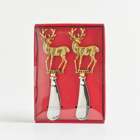 Goldenes Rentier-Buttermesser-Set, 2-teilig