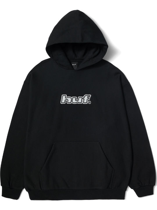 HUF Logo Applique Φούτερ με Κουκούλα Μαύρο