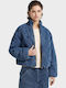 Kurz Damen Puffer Jacke für Winter Indigo Denim