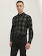 Long-sleeved Cotton Shirt Checked Brown