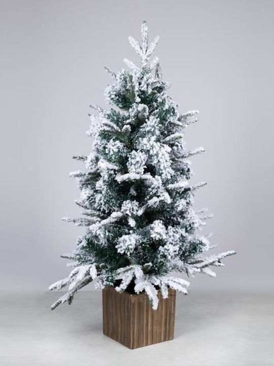 Snowy Christmas Green Tree with Metallic Base and Built in Branches H90pcs