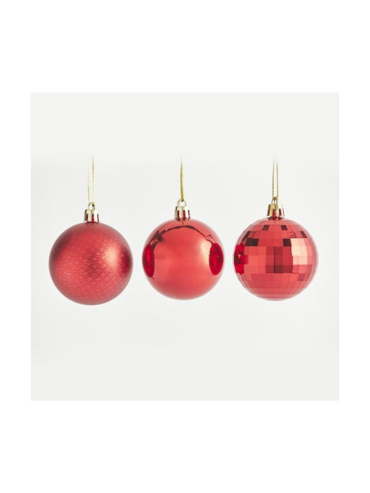 Hanging Ball Ornament Ornament Plastic Red 6cm Set 24pcs