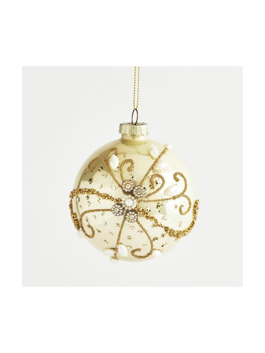 Hängendes Kugel Ornament Ornament Glas Gold 8cm Set 4Stück