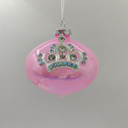 Set Ornamente Coroane De Sticlă Roz 24x5x10cm 4 Bucăți
