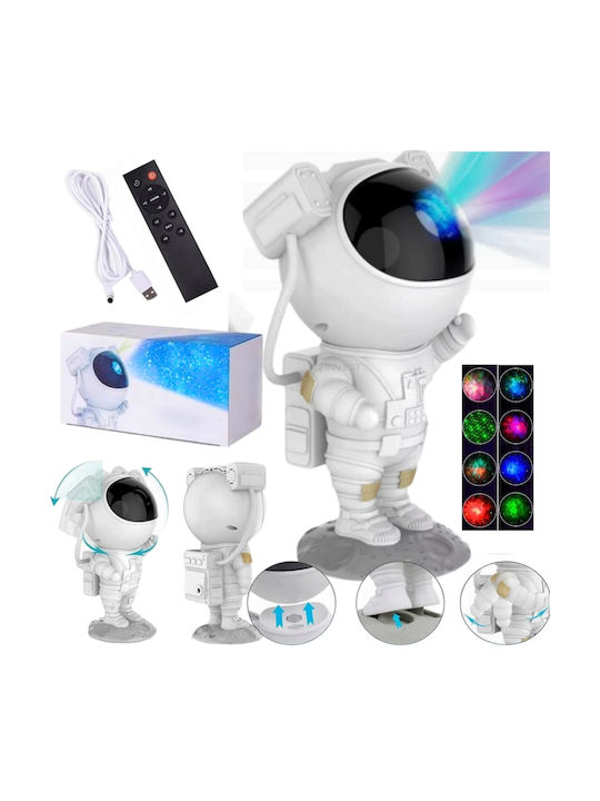 Led Παιδικό Φωτιστικό Projector με Προβολή Αστεριών Λευκό