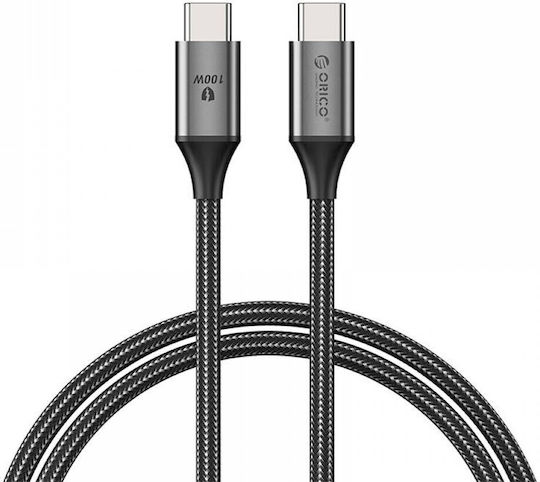 Orico Braided USB 2.0 Cable USB-C male - USB-C 100W PD Μαύρο 1m CDX-100CC-BK-BP-IP