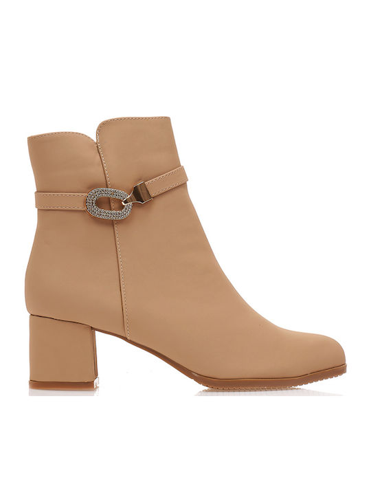 Women's Ankle Boots with Medium Heel Beige
